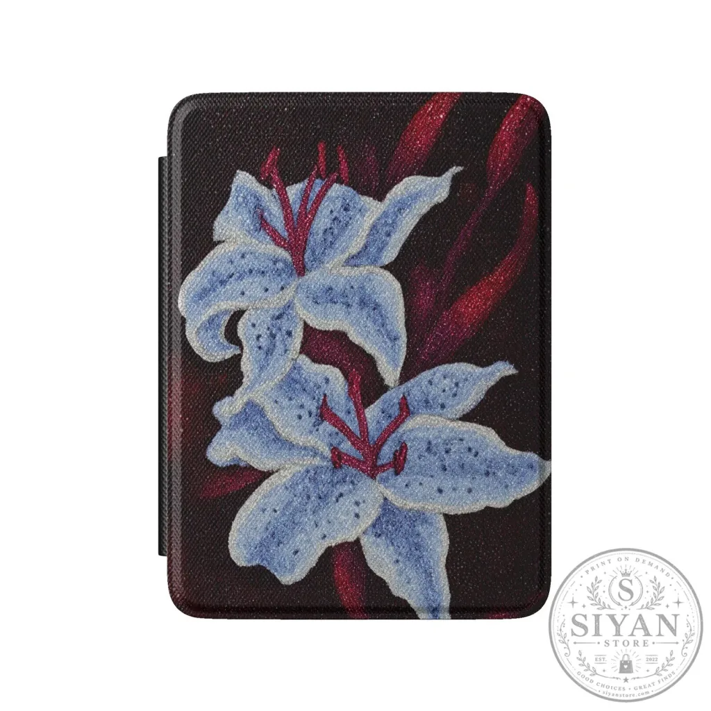 Blue Lily Floral Design Kindle Case for E-Reader Device Protection Blue Lily Floral Design Kindle Case for E-Reader Device Protection