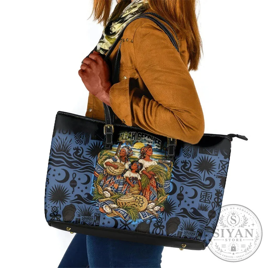 Gullah Geechee African American Sweetgrass Basket Coastal Tote Bag