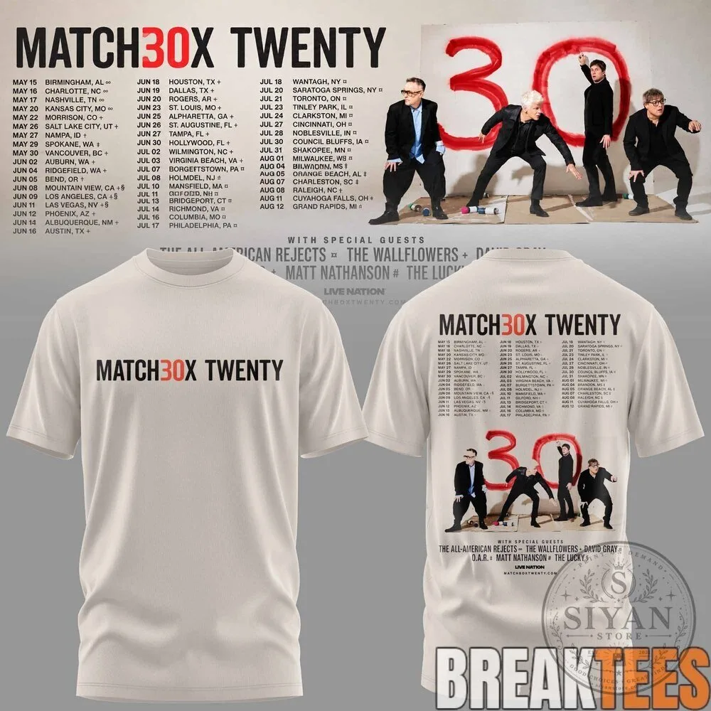 Matchbox Twenty 30 North American Tour 2027 Concert Dates T-Shirt