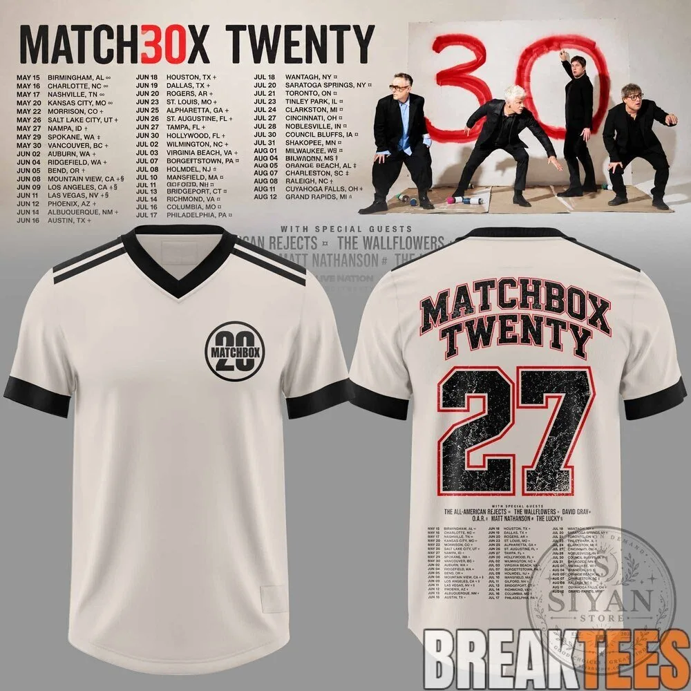 Matchbox Twenty 30 North American Tour 2027 Football Jersey