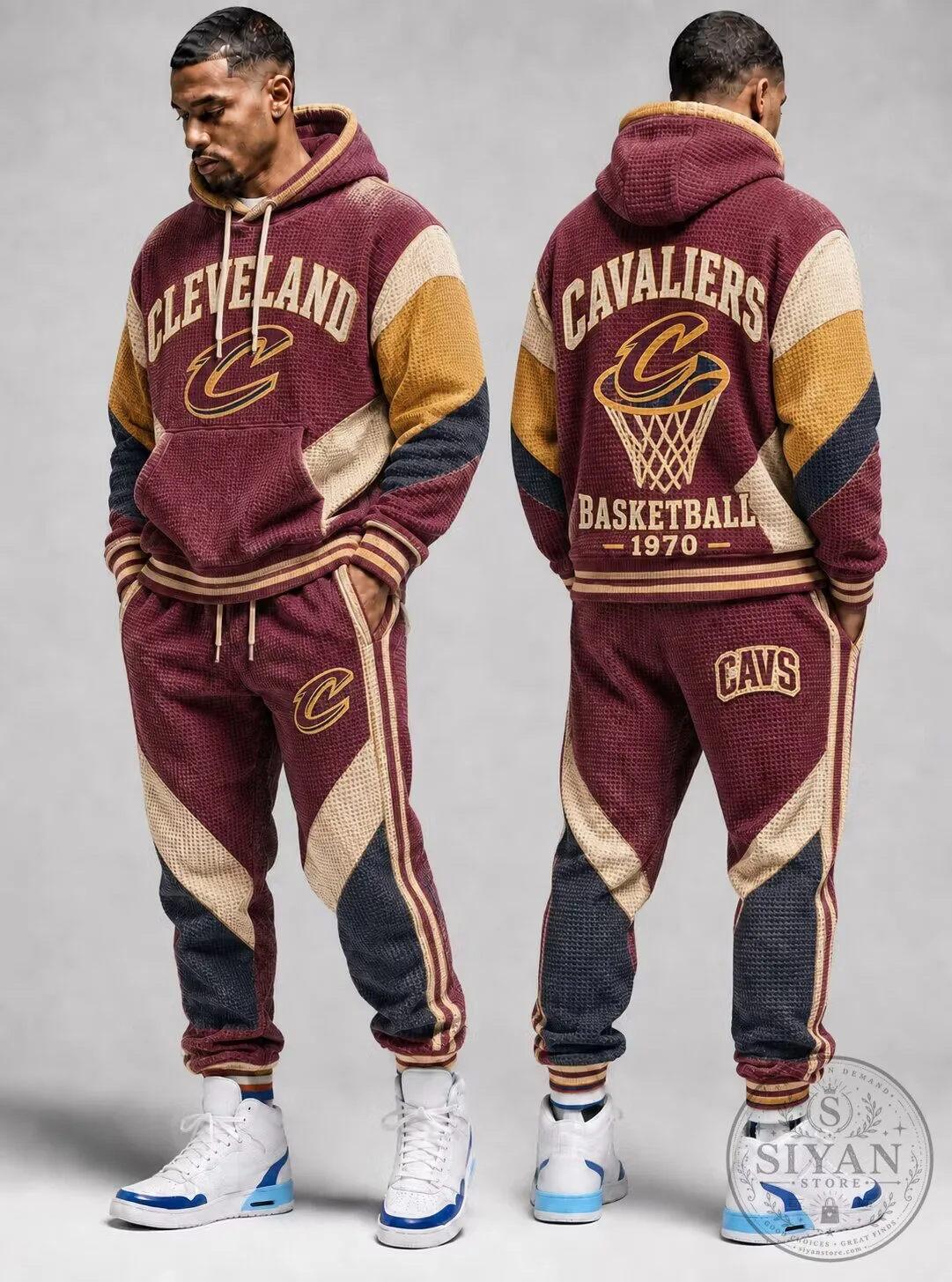 Cleveland Cavaliers Basketball Team Vintage Style Hoodie Sweatshirt Set
